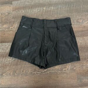Black Leather Women Shorts